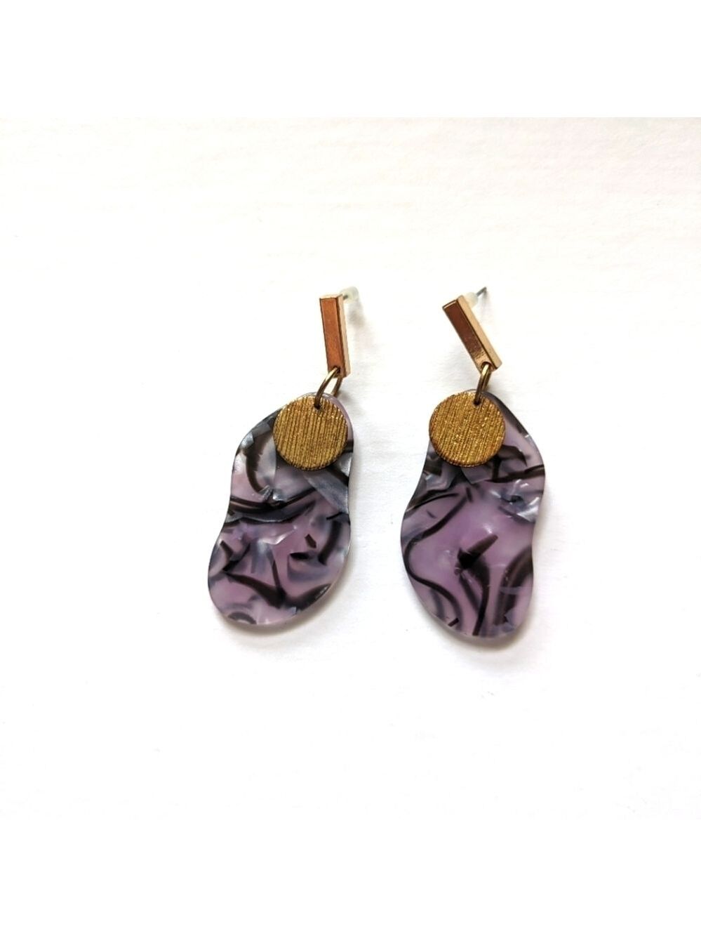 Purple and gold earrings